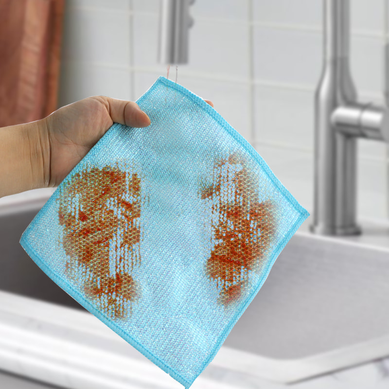 Sucha i mokra ściereczka z włókna srebrnego Kolorowa ściereczka do szorowania z jedwabiu bambusowego